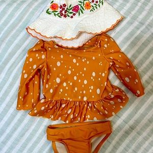 Baby girl swimsuit & sunhat combo